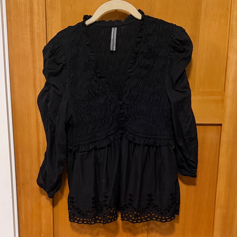 Anthropologie Black Textured Women's Top